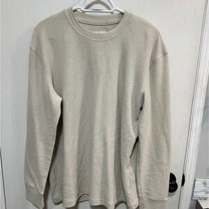 Cream Long Sleeve Waffle Knit Shirt